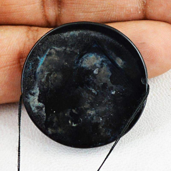 gemsmore:Natural Black Onyx Gemstone - Drilled Round Shape