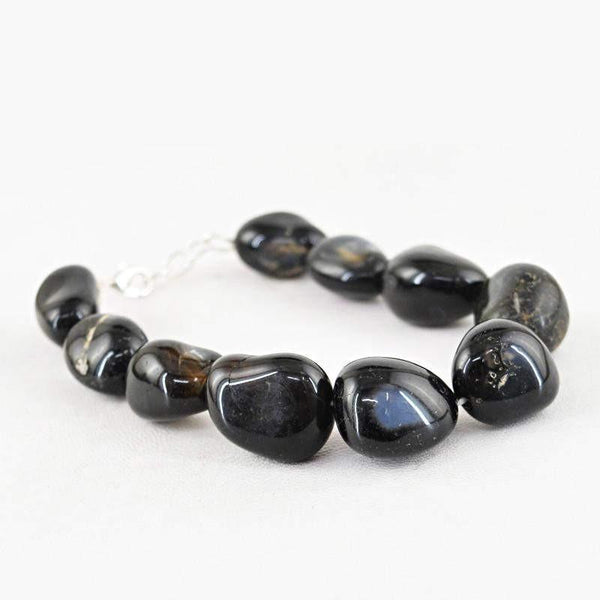 gemsmore:Natural Black Onyx Genuine Beads Bracelet