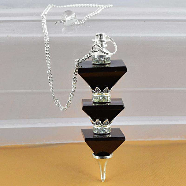 gemsmore:Natural Black Onyx Healing Point pyramid Pendulum