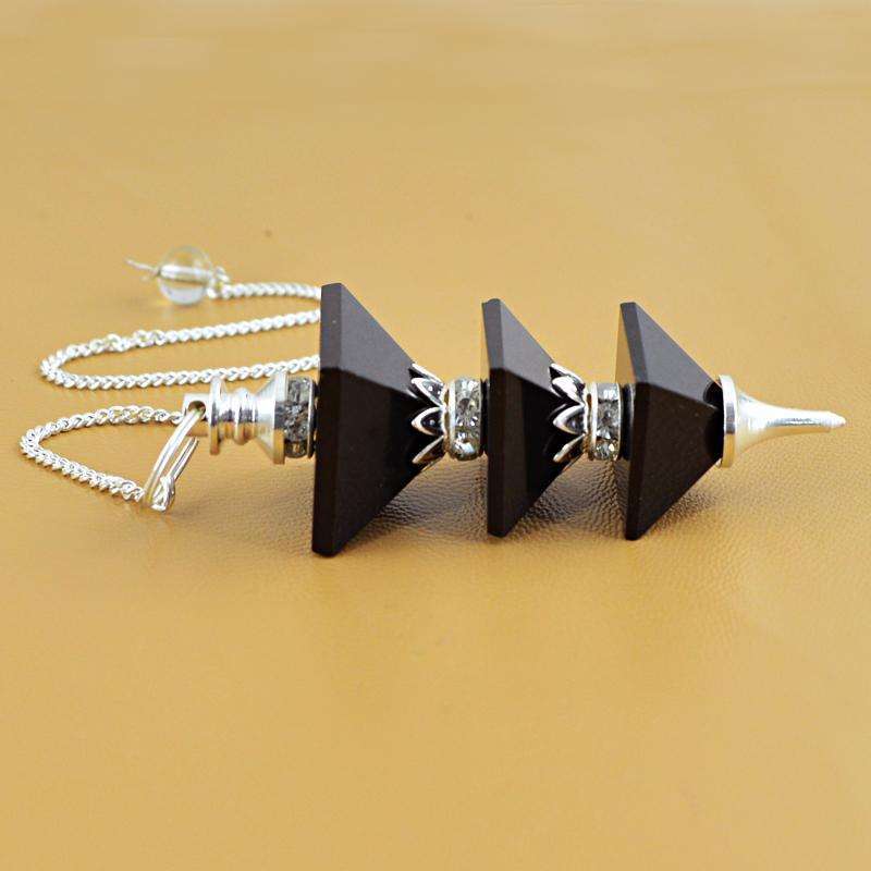 gemsmore:Natural Black Onyx Healing Point pyramid Pendulum