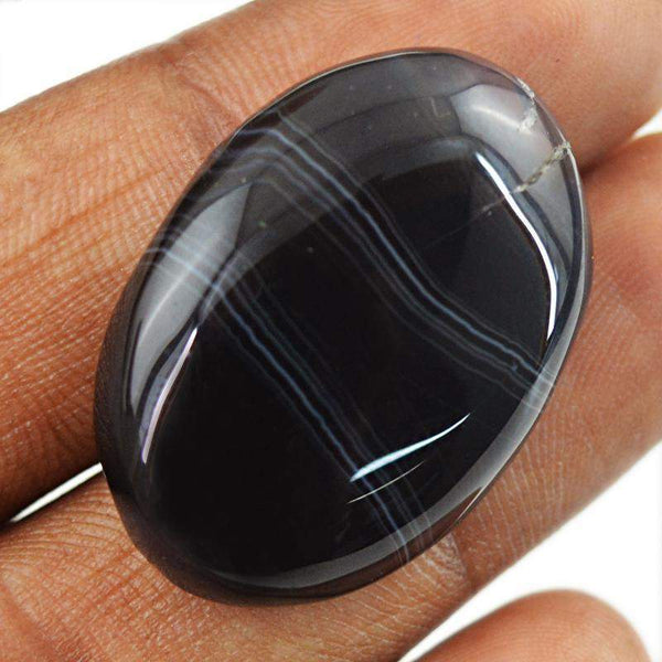 gemsmore:Natural Black Onyx Oval Shape Loose Gemstone