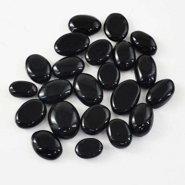 gemsmore:Natural Black Onyx Oval Shape Untreated Loose Gemstone Lot