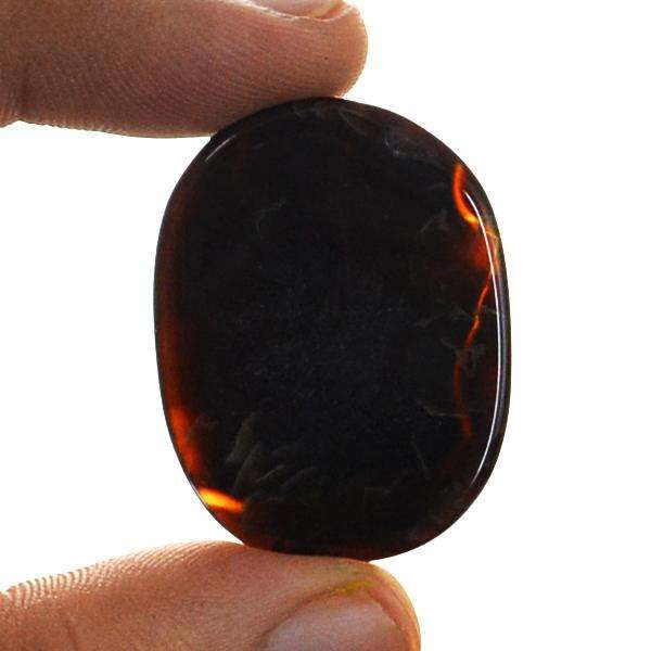 gemsmore:Natural Black Onyx Oval Shape Untreated Loose Gemstone