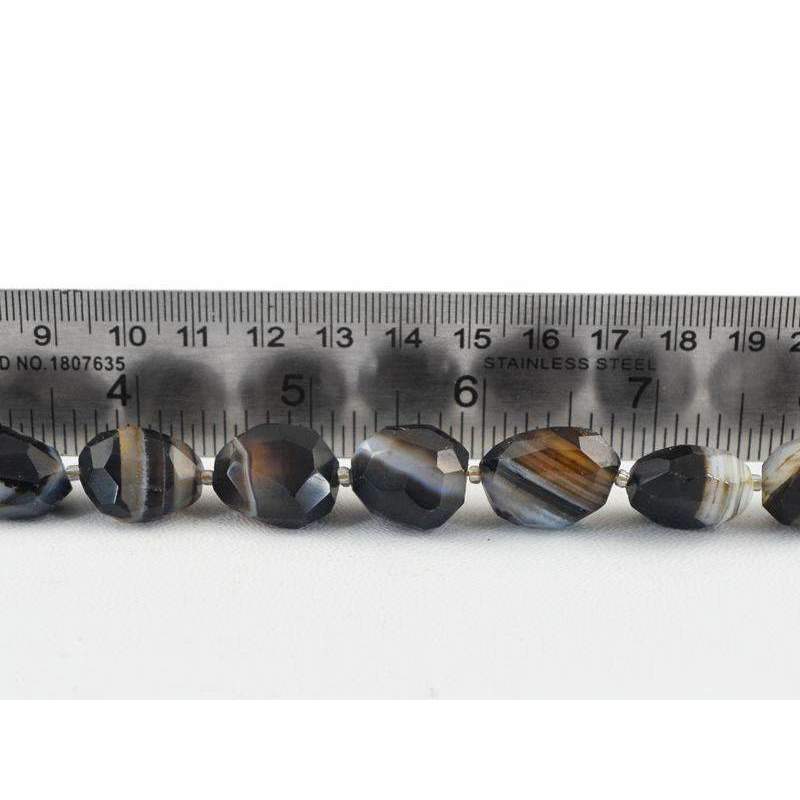 gemsmore:Natural Black Onyx Strand Faceted Drilled Beads