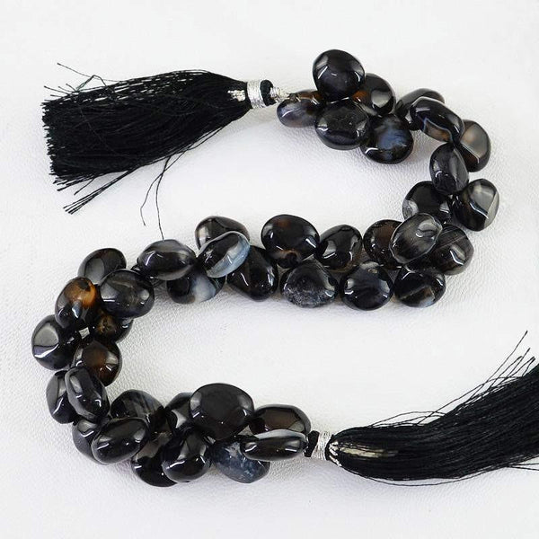 gemsmore:Natural Black Onyx Untreated Drilled Beads Strand