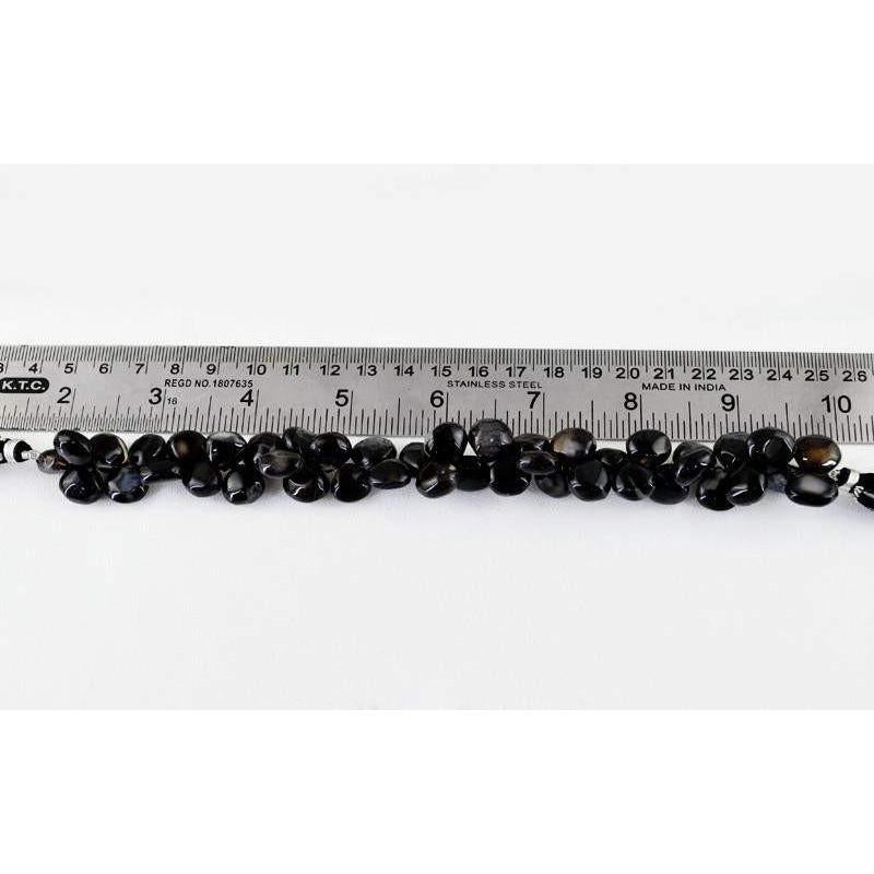 gemsmore:Natural Black Onyx Untreated Drilled Beads Strand