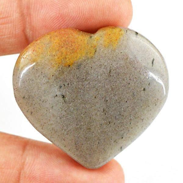 gemsmore:Natural Black Rutile Quartz Carved Heart Shape Gemstone