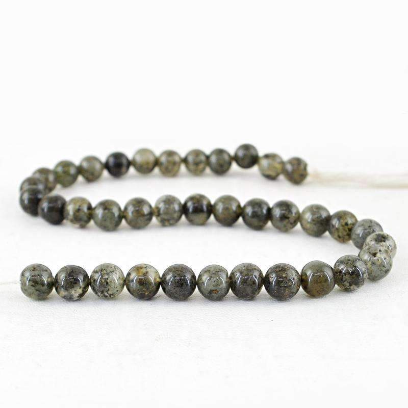 gemsmore:Natural Black Rutile Quartz Drilled Beads Strand - Round Shape
