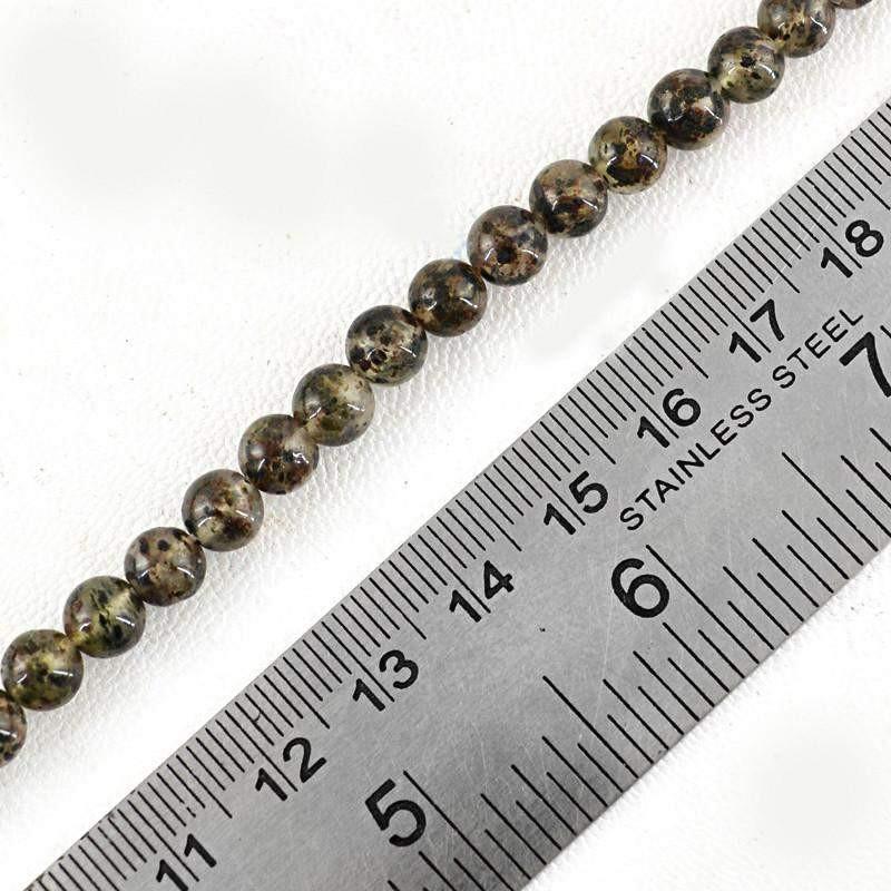 gemsmore:Natural Black Rutile Quartz Round Beads Strand