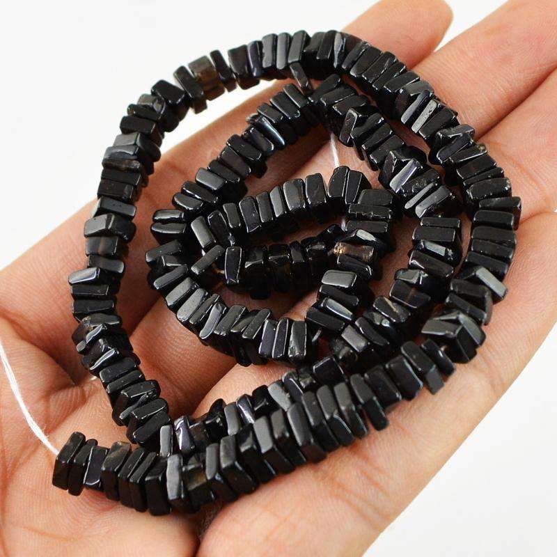 gemsmore:Natural Black Spinel Beads Strand - Drilled