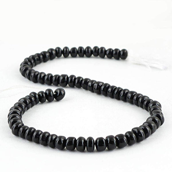 gemsmore:Natural Black Spinel Beads Strand - Round Shape Drilled