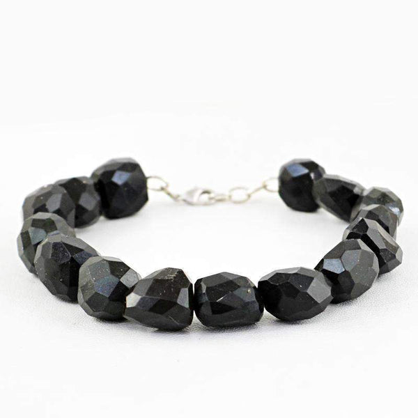 gemsmore:Natural Black Spinel Bracelet Faceted Beads