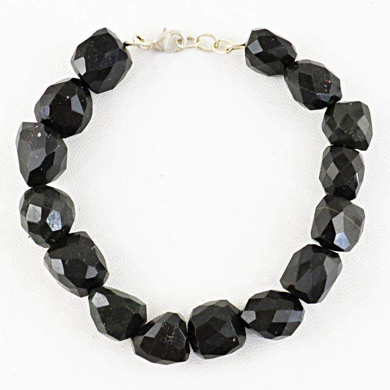 gemsmore:Natural Black Spinel Bracelet Faceted Beads