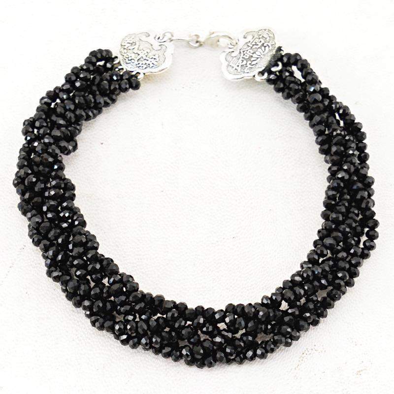 gemsmore:Natural Black Spinel Bracelet Round Shape Beads