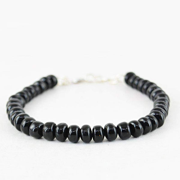 gemsmore:Natural Black Spinel Bracelet Round Shape Beads