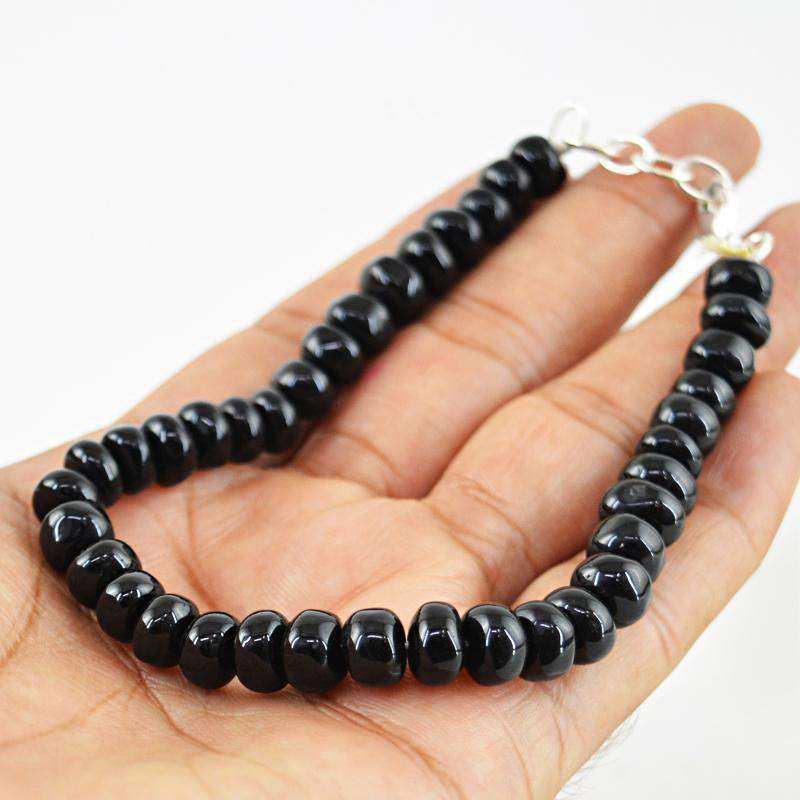 gemsmore:Natural Black Spinel Bracelet Round Shape Beads