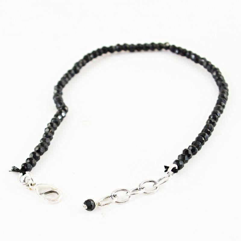 gemsmore:Natural Black Spinel Bracelet Round Shape Faceted Beads