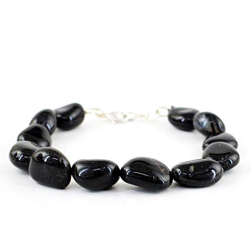 gemsmore:Natural Black Spinel Bracelet Untreated Beads