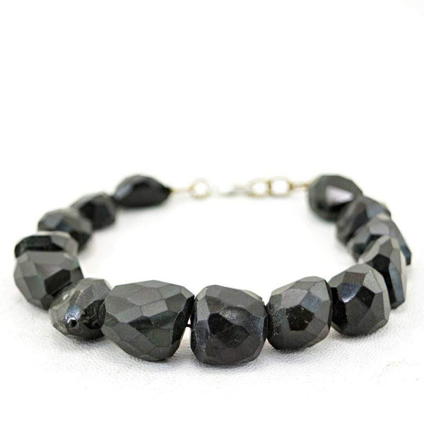 gemsmore:Natural Black Spinel Bracelet Untreated Faceted Beads