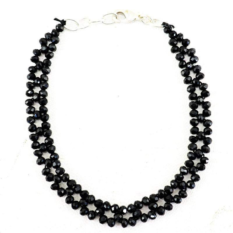 gemsmore:Natural Black Spinel Bracelet Untreated Round Faceted Beads