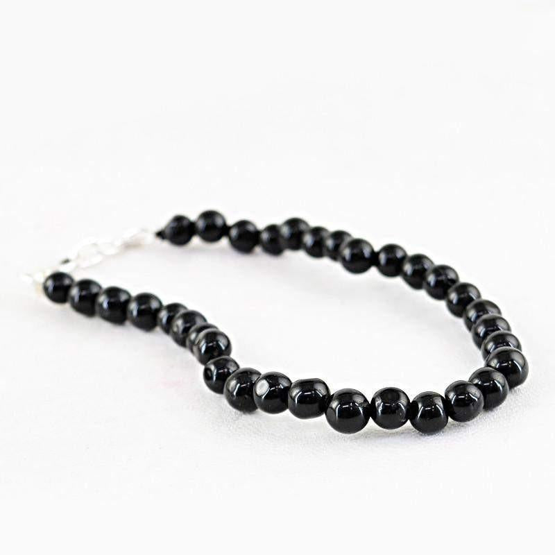 gemsmore:Natural Black Spinel Bracelet Untreated Round Shape Beads