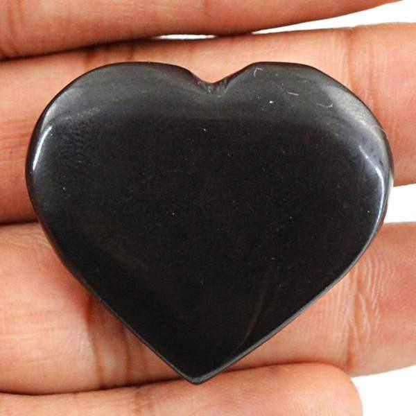 gemsmore:Natural Black Spinel Carved Heart Gemstone
