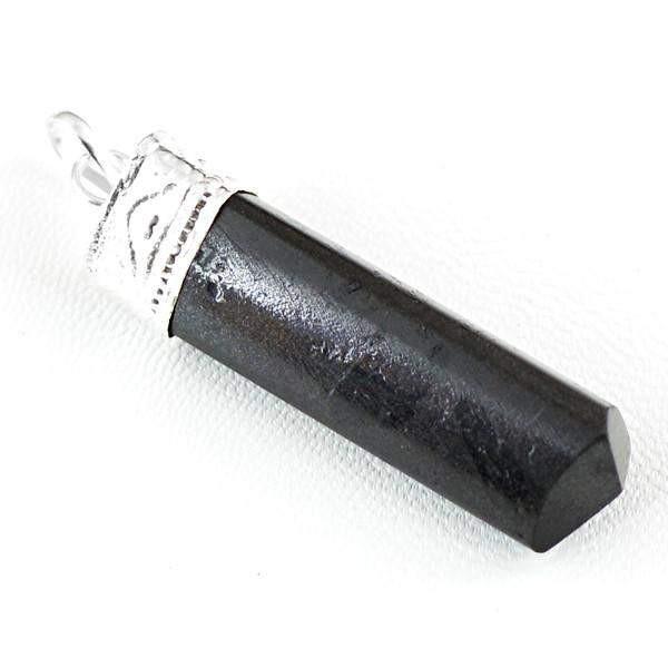 gemsmore:Natural Black Spinel Crystal Healing Point Pendant