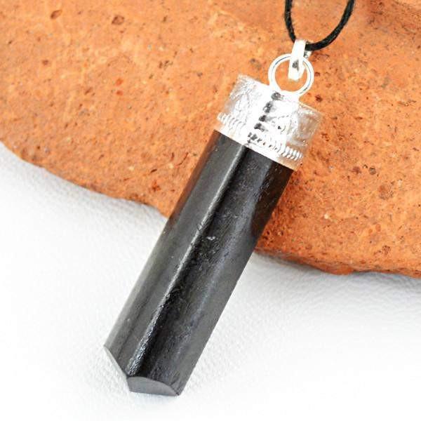 gemsmore:Natural Black Spinel Crystal Healing Point Pendant