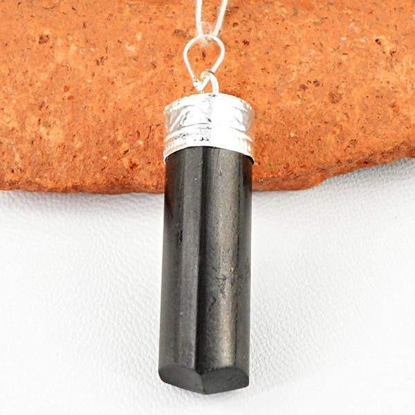 gemsmore:Natural Black Spinel Crystal Healing Point Pendant