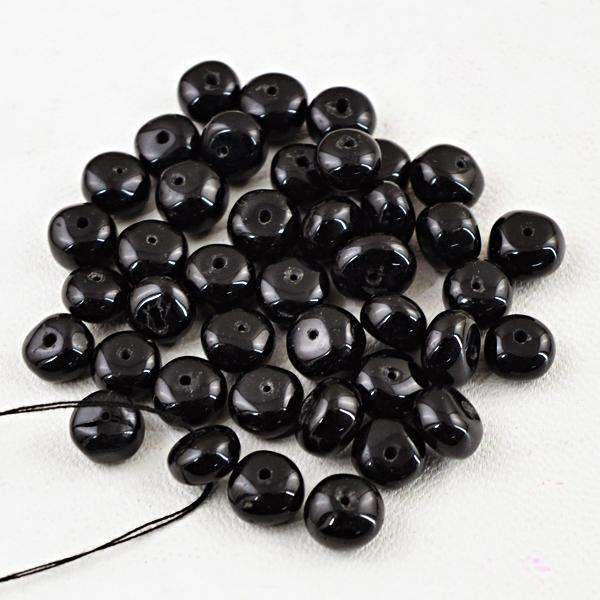 gemsmore:Natural Black Spinel Drilled Beads Lot - Round Shape