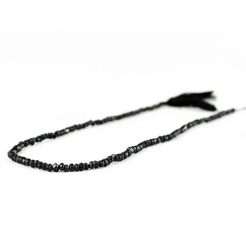 gemsmore:Natural Black Spinel Drilled Beads Strand - Faceted Round Shape
