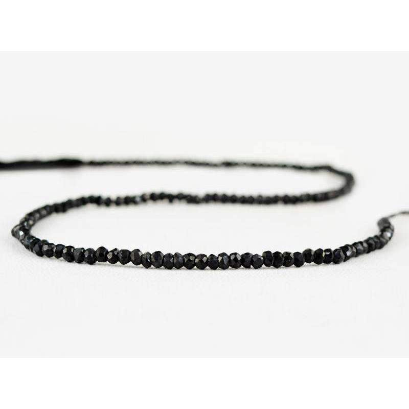 gemsmore:Natural Black Spinel Drilled Beads Strand Faceted Round Shape