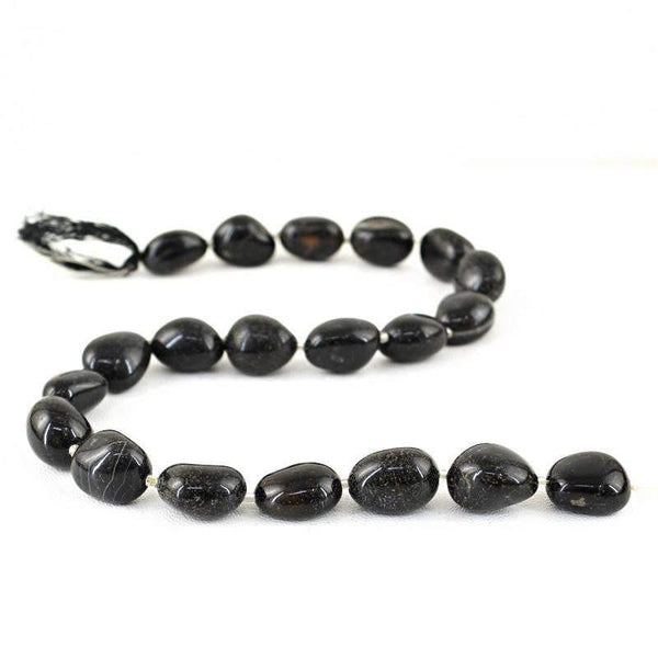 gemsmore:Natural Black Spinel Drilled beads Strand