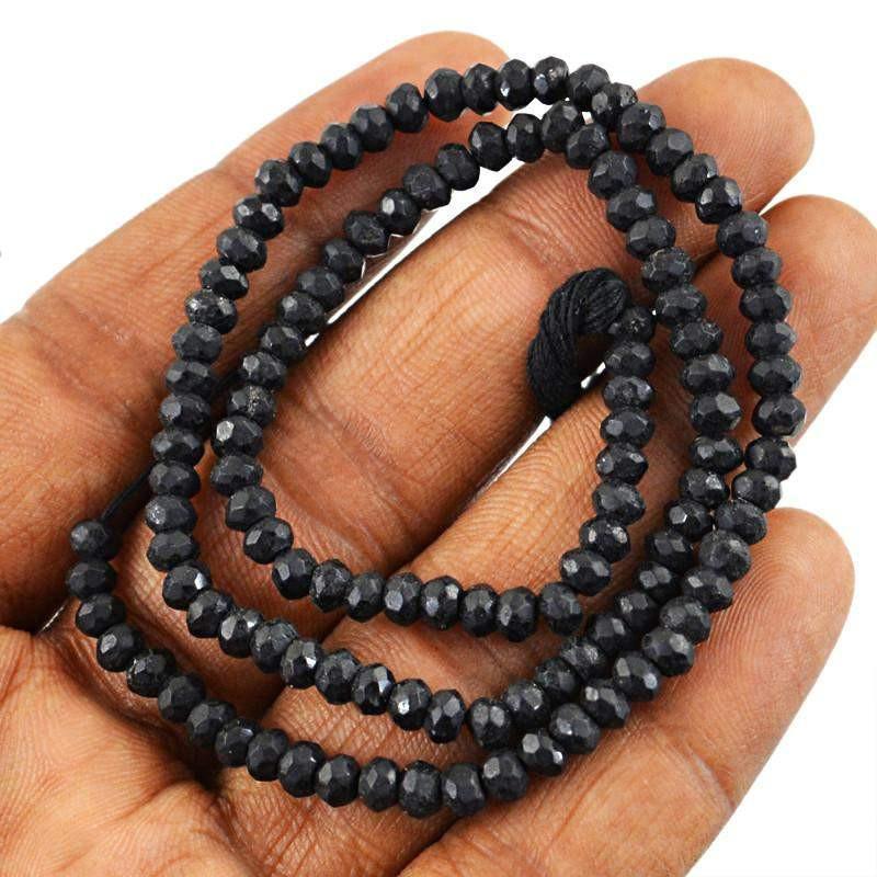 gemsmore:Natural Black Spinel Faceted Beads Strand