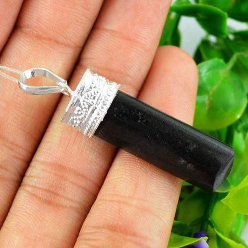 gemsmore:Natural Black Spinel Healing Point Penadnt