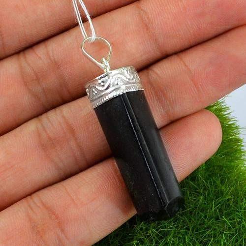 gemsmore:Natural Black Spinel Healing Point Pendant