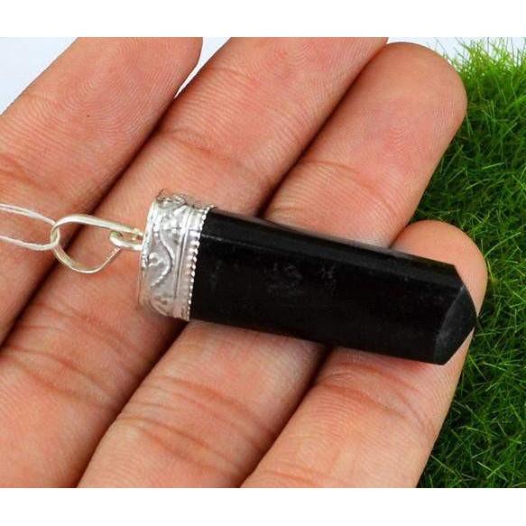 gemsmore:Natural Black Spinel Healing Point Pendant