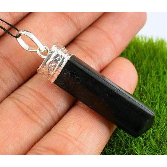 gemsmore:Natural Black Spinel Healing Point Pendant