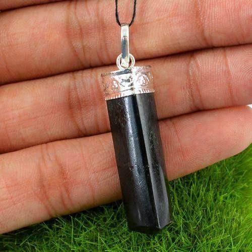 gemsmore:Natural Black Spinel Healing Point Pendant