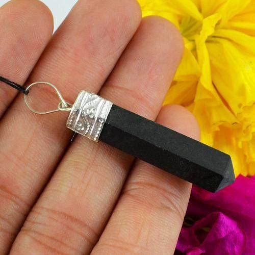 gemsmore:Natural Black Spinel Healing Point Pendant