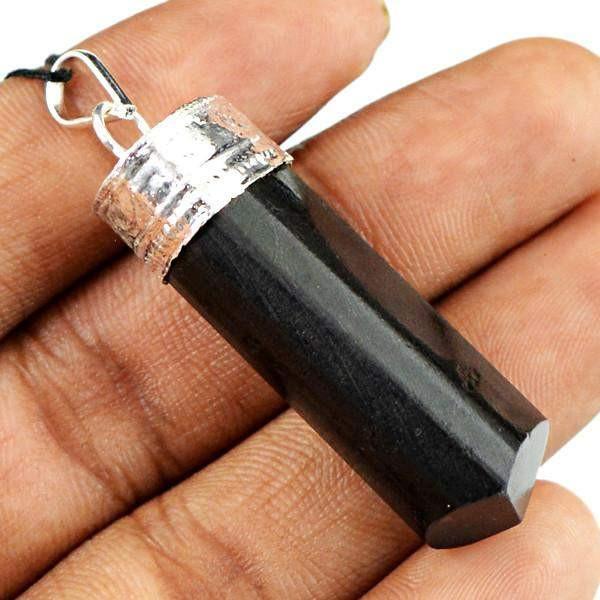 gemsmore:Natural Black Spinel Healing Point Pendant