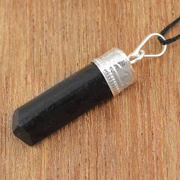 gemsmore:Natural Black Spinel Meditation Healing Point Pendant