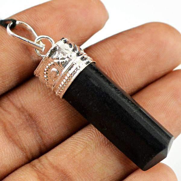 gemsmore:Natural Black Spinel Meditation Healing Point Pendant