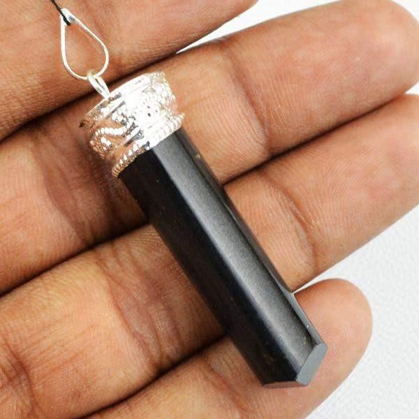 gemsmore:Natural Black Spinel Meditation Reiki Healing Point Pendant