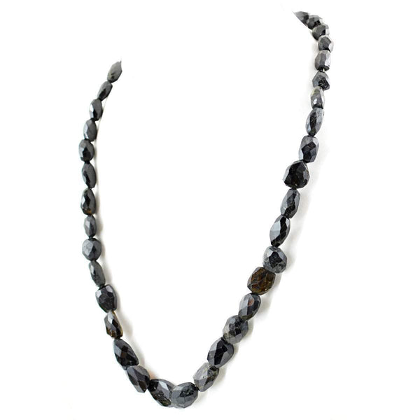 gemsmore:Natural Black Spinel Necklace Faceted Beads