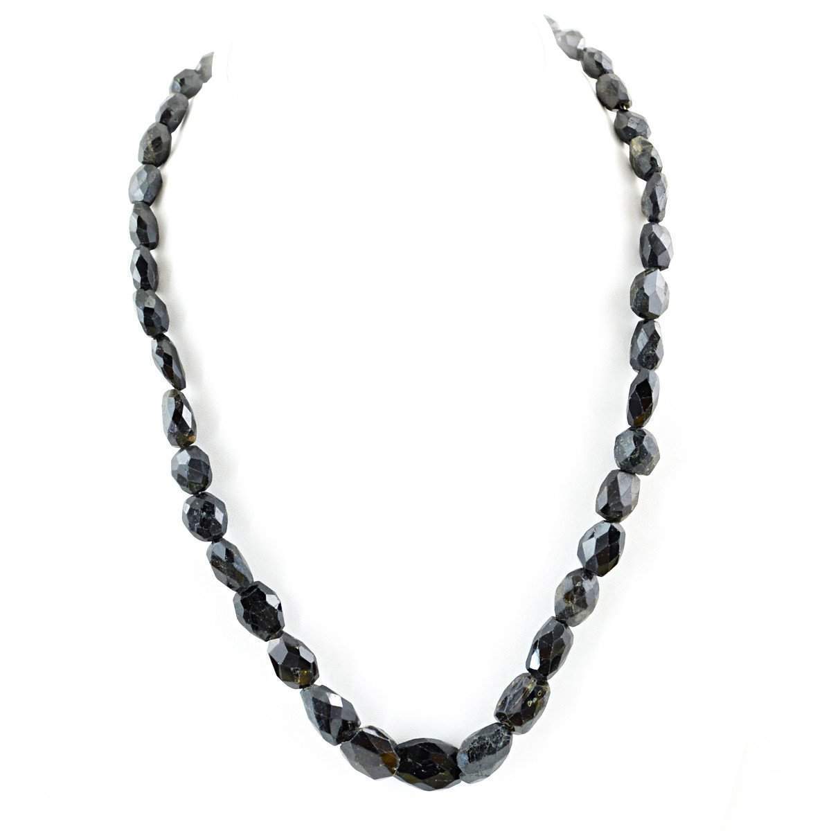 gemsmore:Natural Black Spinel Necklace Faceted Beads