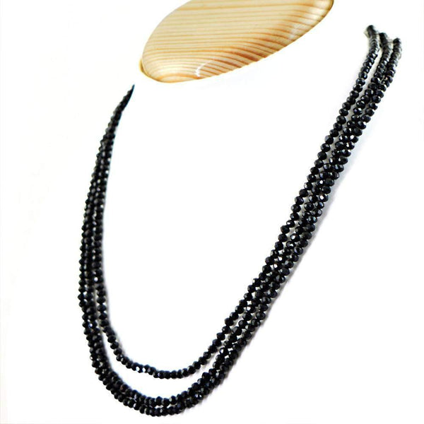 gemsmore:Natural Black Spinel Necklace Faceted Round Shape Beads