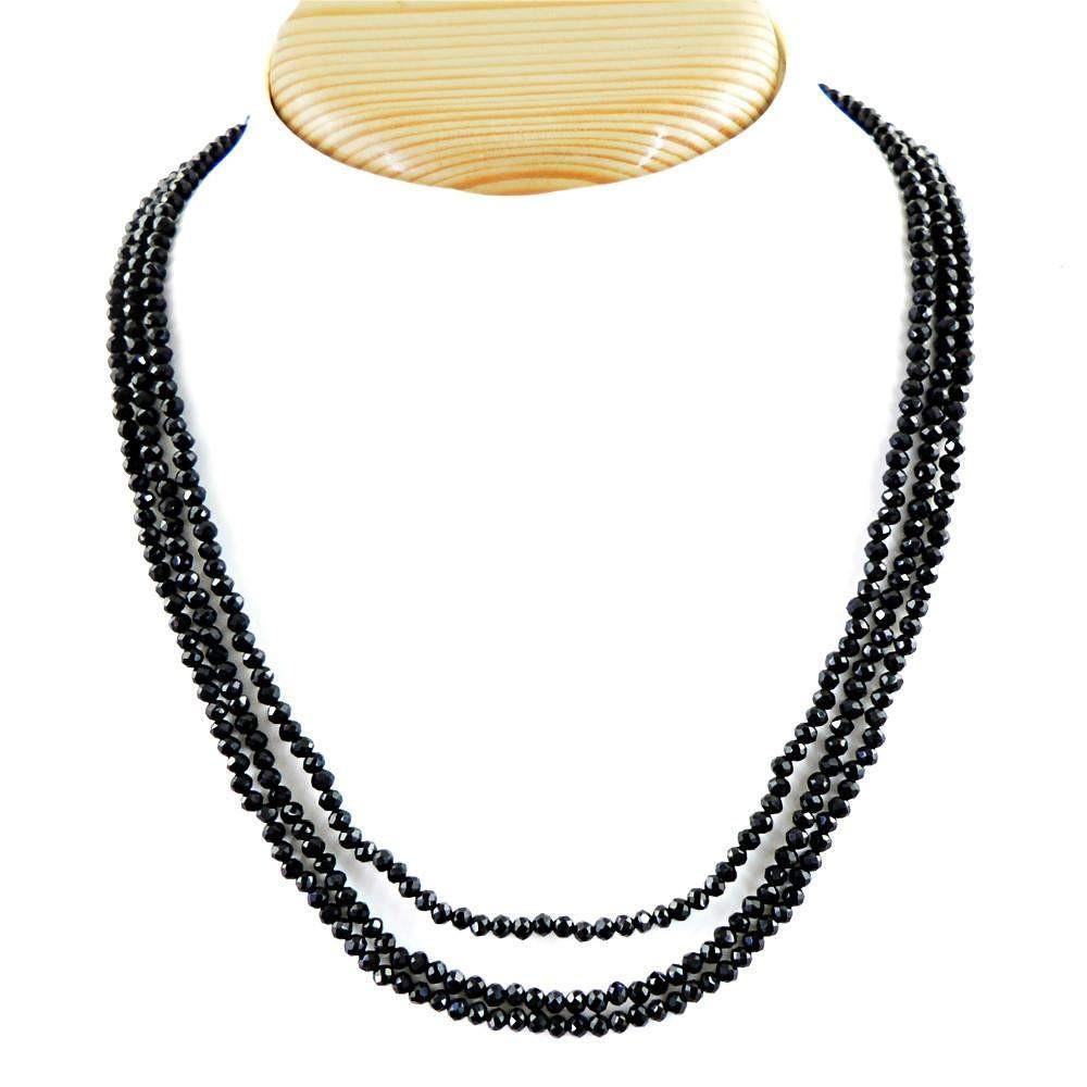 gemsmore:Natural Black Spinel Necklace Faceted Round Shape Beads