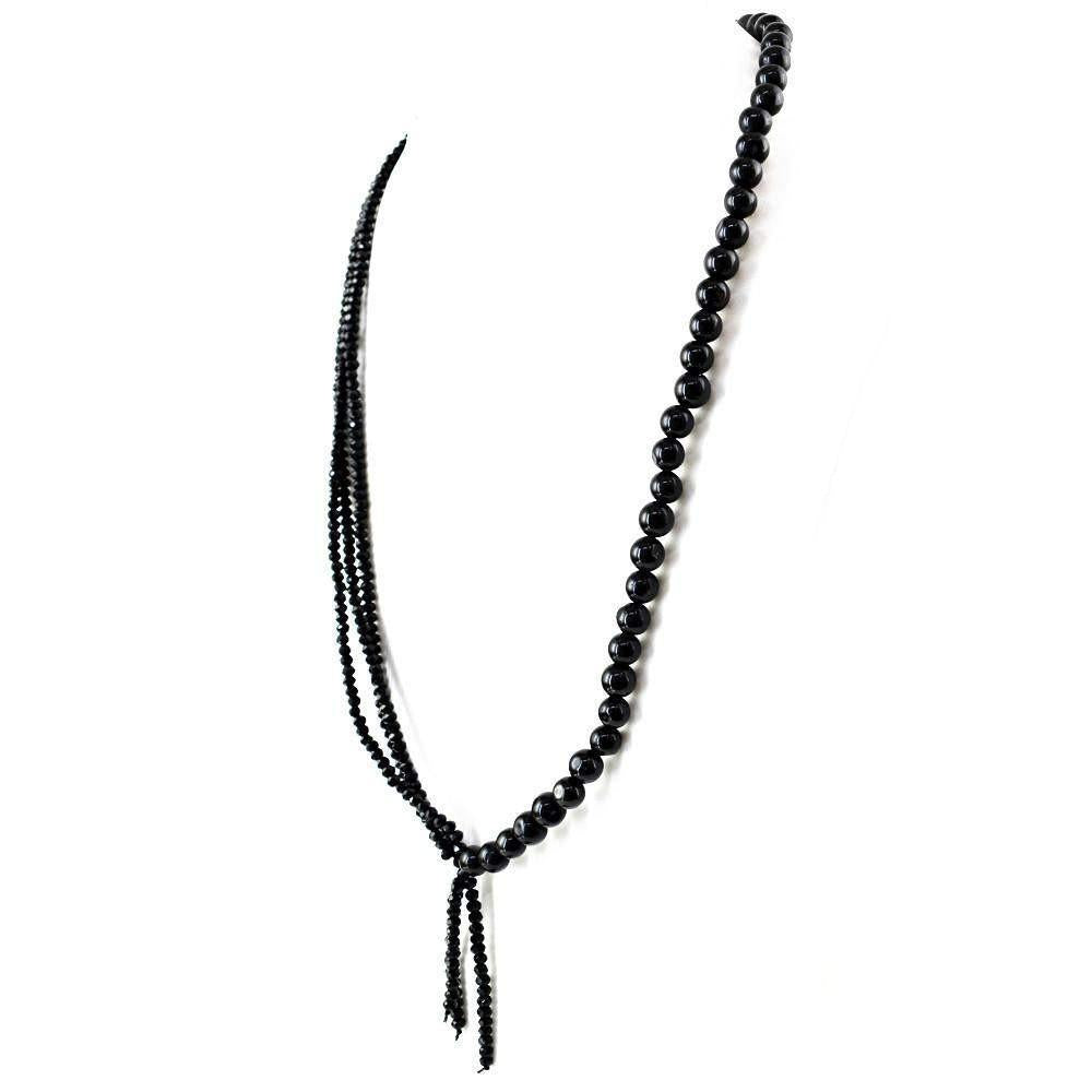 gemsmore:Natural Black Spinel Necklace Round Cut Untreated Beads