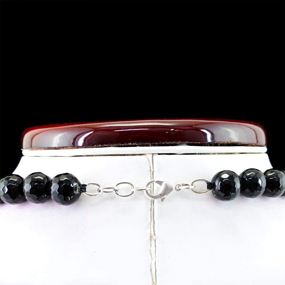 gemsmore:Natural Black Spinel Necklace Round Shape Faceted Beads